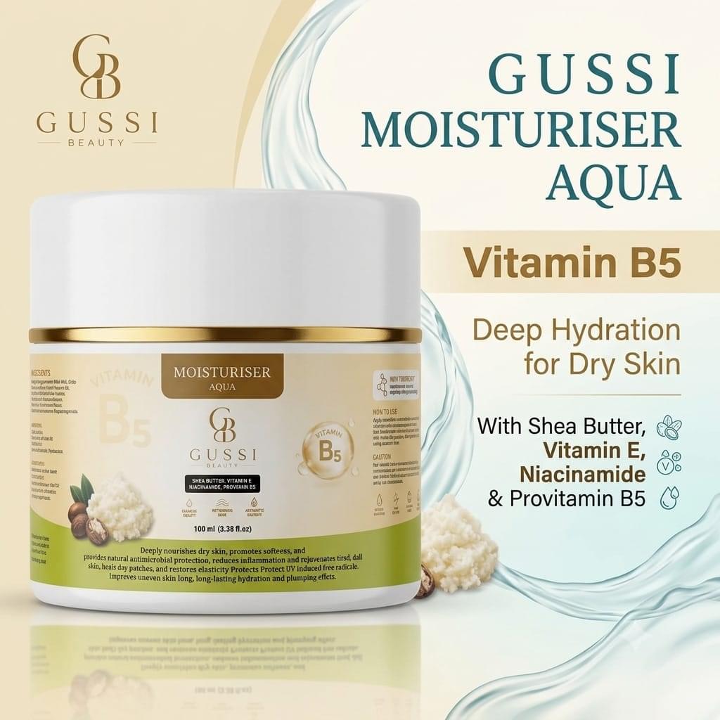 Aqua moisturiser 100ML jar, daily hydrating cream with vitamin B5 and shea butter for dry skin
