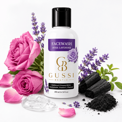 Rose lavender face wash 200ML tube with charcoal, vitamin C and niacinamide, deep-clean formula