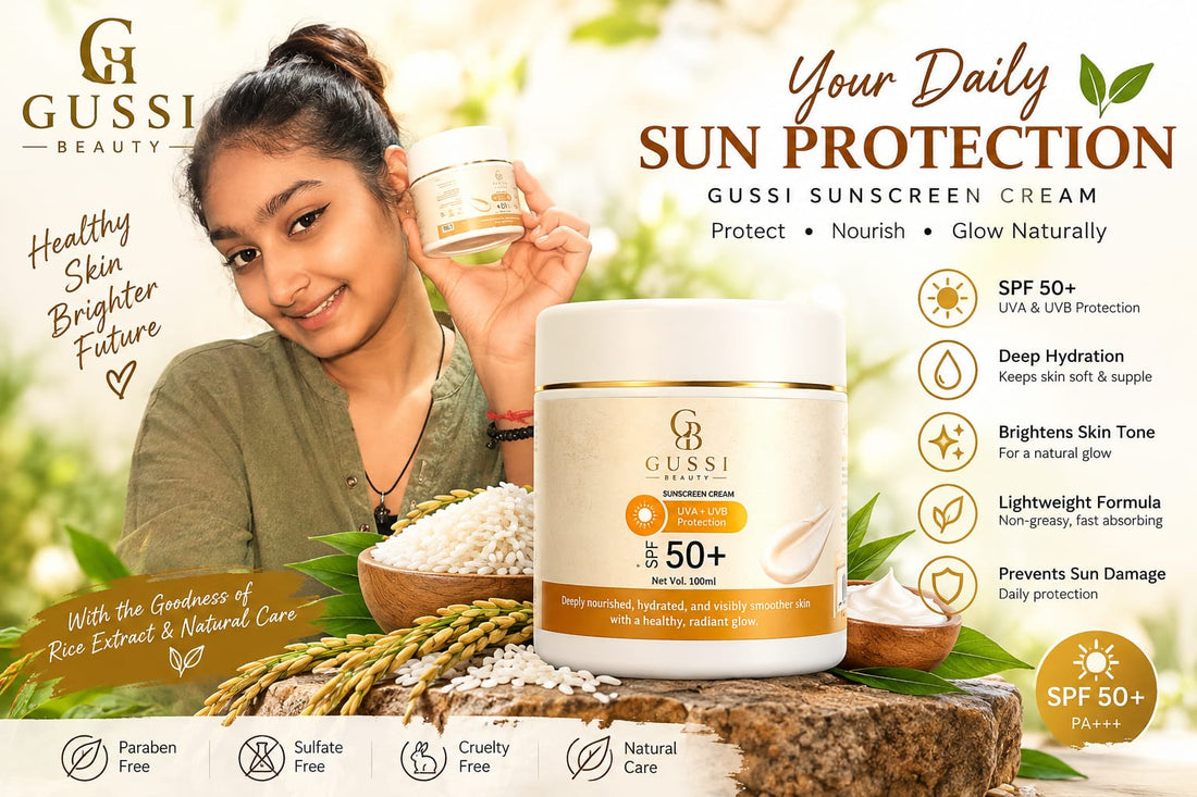 GUSSI Sunscreen SPF 50+ — Lightweight Daily Sun Protection with Vitamin E &amp; Niacinamide, 100ML