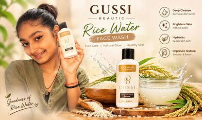 GUSSI Rice Water Face Wash — Gentle Daily Cleanser with Rice Protein &amp; Niacinamide