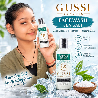 GUSSI Sea Salt Face Wash — Refreshing Daily Cleanser with Panthenol &amp; Milk Protein, 200ML