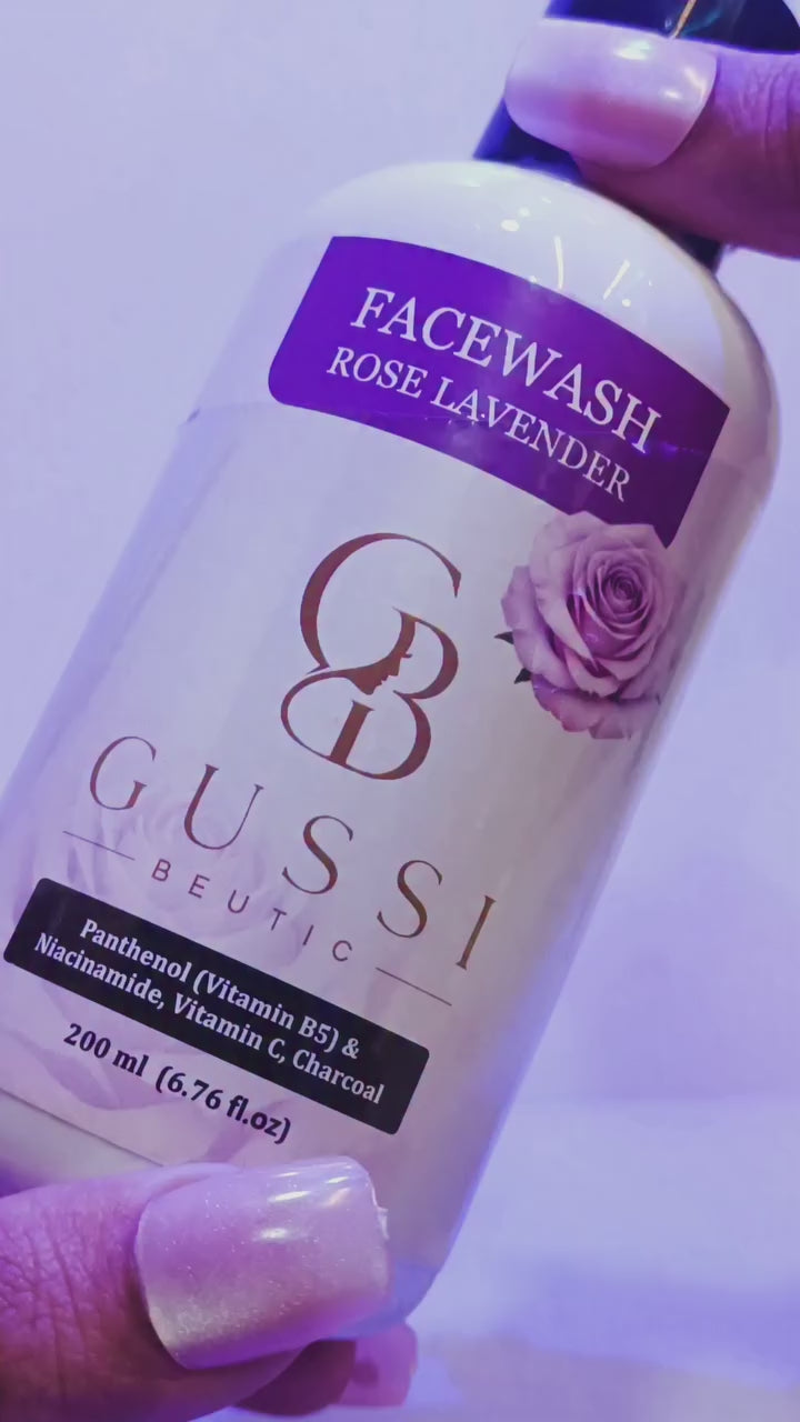 GUSSI Rose Lavender Face Wash — Deep-Clean Charcoal Wash with Vitamin C &amp; Niacinamide, 200ML