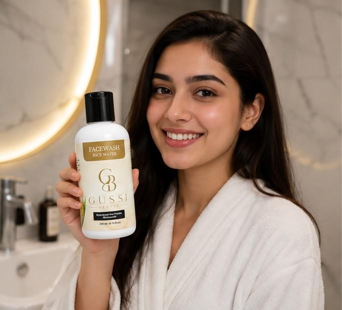 Rice water face wash tube, daily gentle facial cleanser with rice protein and niacinamide