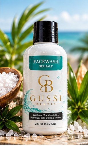 GUSSI Sea Salt Face Wash — Refreshing Daily Cleanser with Panthenol & Milk Protein, 200ML