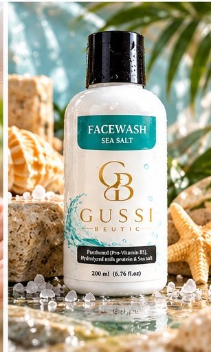 GUSSI Sea Salt Face Wash — Refreshing Daily Cleanser with Panthenol & Milk Protein, 200ML - Image 3